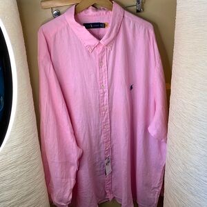 NWT Ralph Laurenmen’s size 4 xl linen mixed paper long sleeve button down shirt